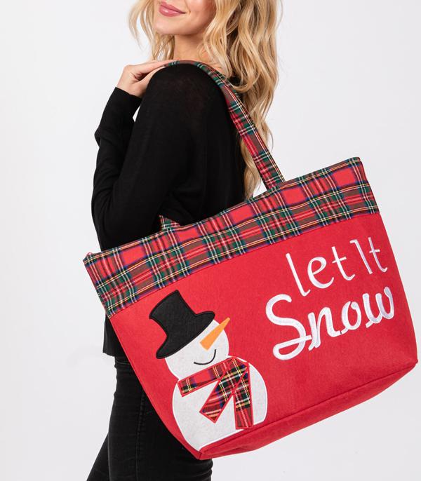 <font color=GREEN>HOLIDAYS</font> :: JEWELRY I BAGS :: Wholesale Let It Snow Christmas Tote Bag