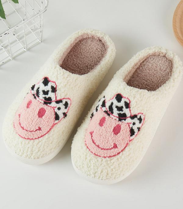 WHAT'S NEW :: Wholesale Western Smile Face Cozy Slippers