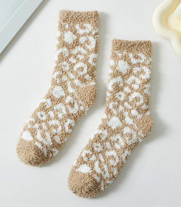 <font color=GREEN>HOLIDAYS</font> :: SOCKS I GLOVES :: Wholesale Leopard Print Soft Cozy Socks