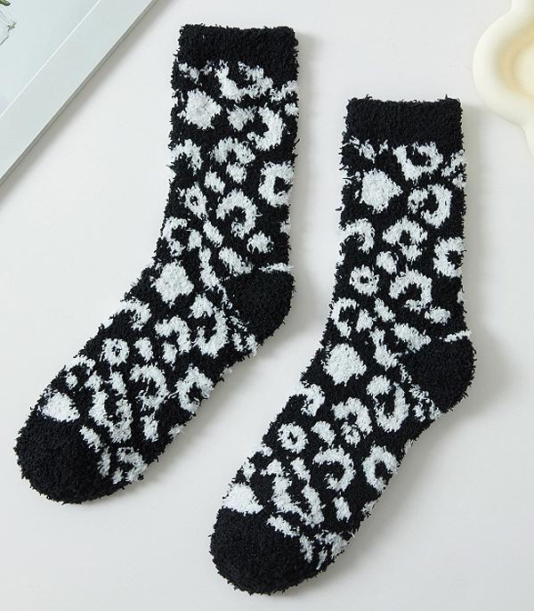 <font color=GREEN>HOLIDAYS</font> :: SOCKS I GLOVES :: Wholesale Leopard Print Soft Cozy Socks