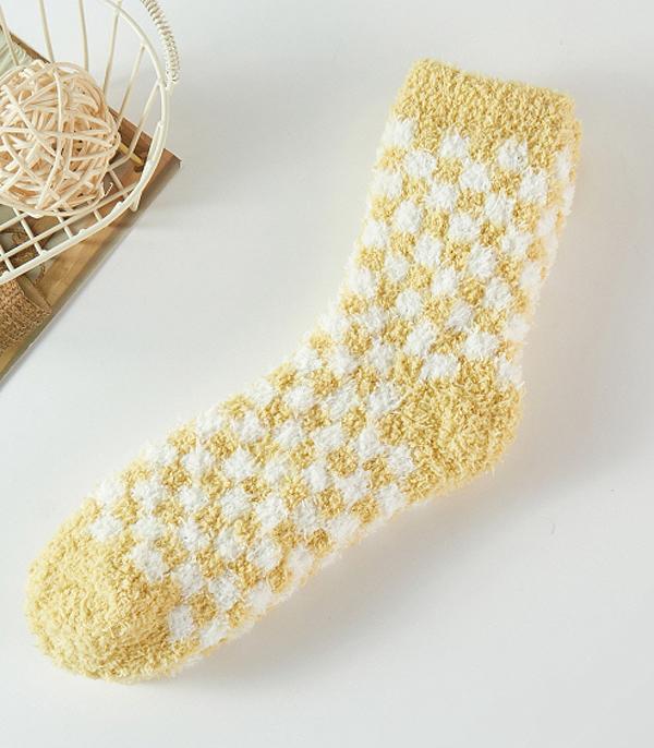 WHAT'S NEW :: Wholesale Checkered Print Soft Cozy Socks