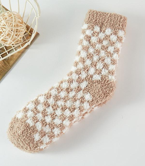 WHAT'S NEW :: Wholesale Checkered Print Soft Cozy Socks