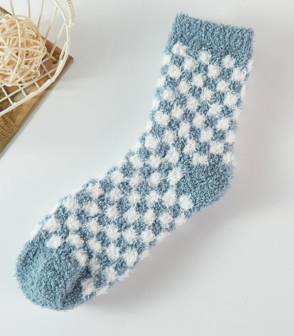 New Arrival :: Wholesale Checkered Print Soft Cozy Socks