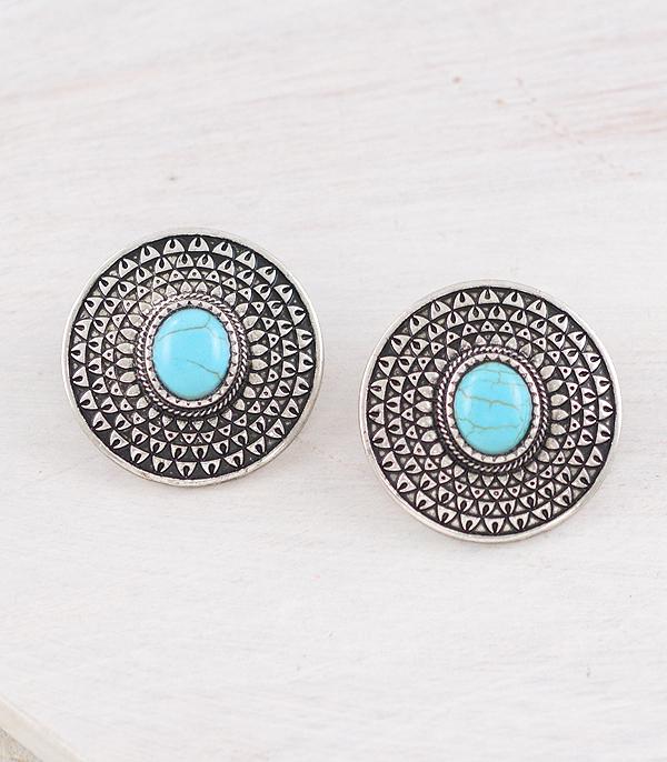 EARRINGS :: WESTERN POST EARRINGS :: Wholesale Turquoise Concho Earrings