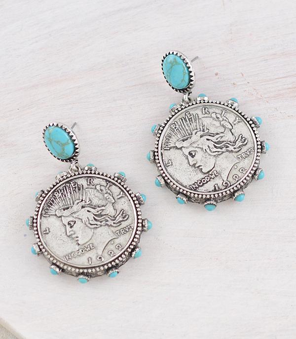 EARRINGS :: WESTERN POST EARRINGS :: Wholesale Western Liberty Coin Earrings