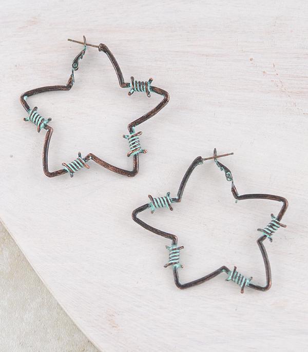 EARRINGS :: HOOP EARRINGS :: Wholesale Western Barbwire Star Earrings