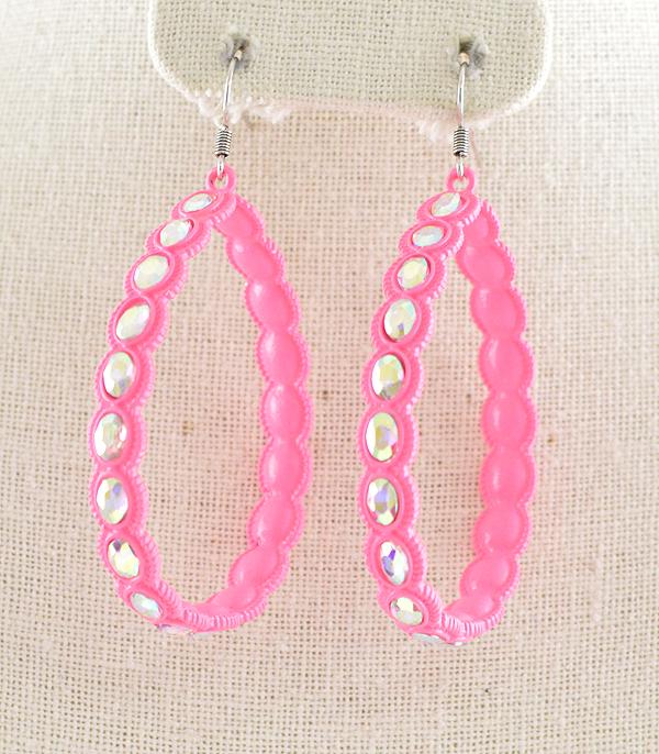 New Arrival :: Wholesale Rhinestone Teardrop Metal Earrings