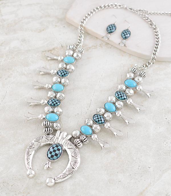 New Arrival :: Wholesale Checkered Squash Blossom Necklace Set