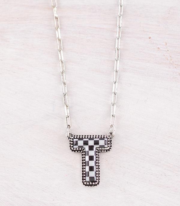 WHAT'S NEW :: Wholesale Western Checkered Initial Necklace