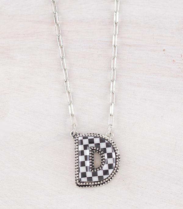 WHAT'S NEW :: Wholesale Western Checkered Initial Necklace