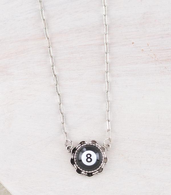 NECKLACES :: WESTERN TREND :: Wholesale Western Eight Ball Pendant Necklace