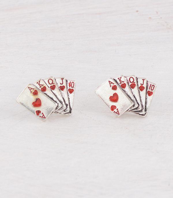 New Arrival :: Wholesale Western Ace Card Earrings