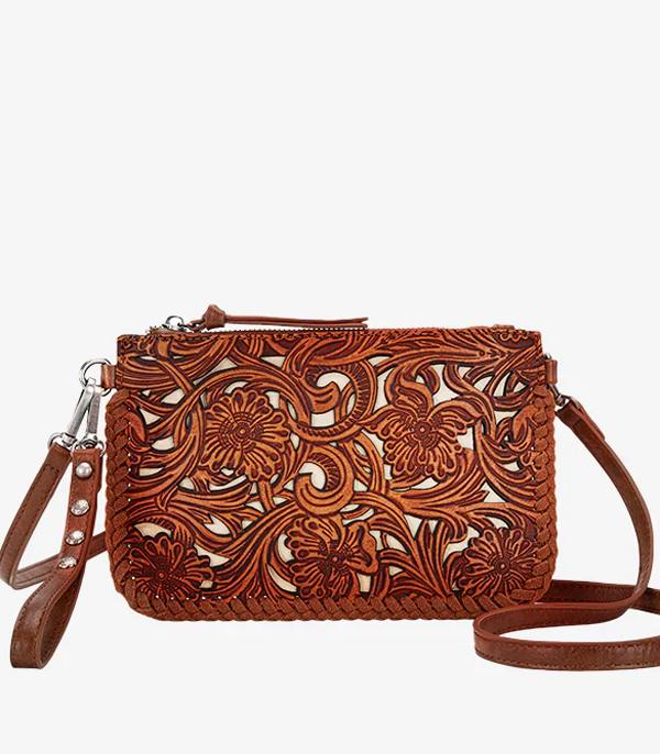 New Arrival :: Wholesale Trinity Ranch Tooled Wristlet Crossbody