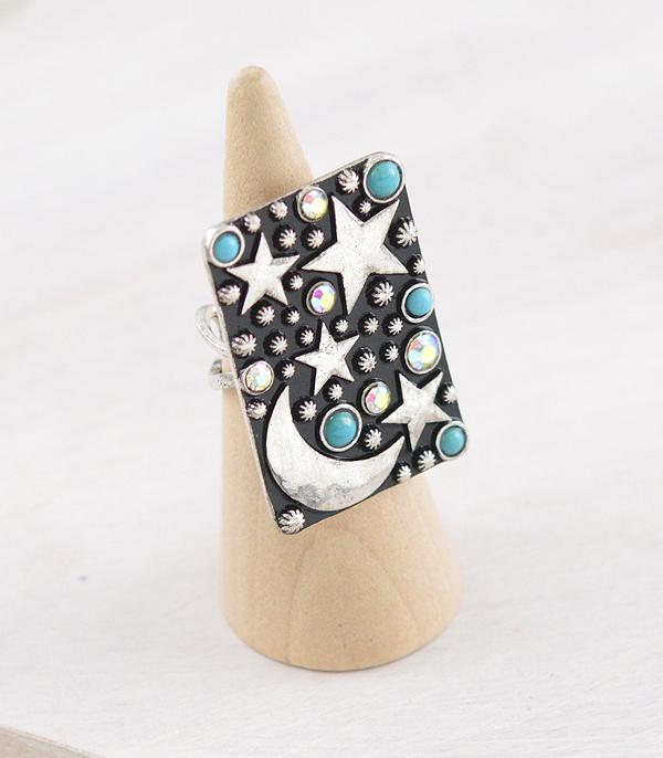 RINGS :: Wholesale Tipi Brand Turquoise Star Moon Ring