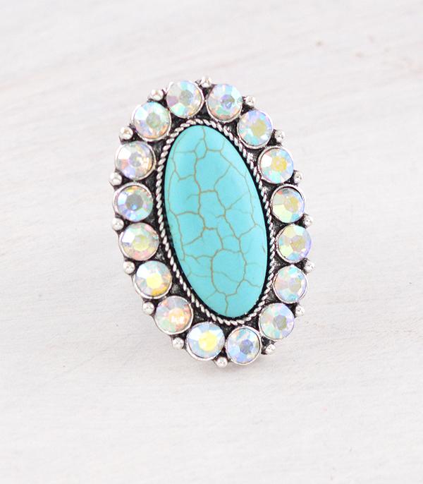 New Arrival :: Wholesale Western Turquoise AB Stone Ring