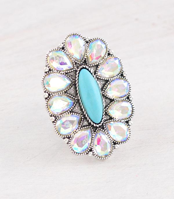 New Arrival :: Wholesale Western Turquoise AB Stone Ring