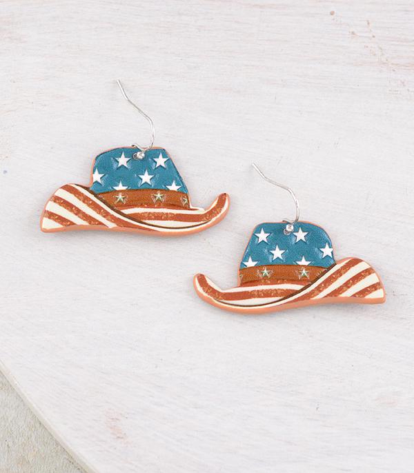 EARRINGS :: WESTERN HOOK EARRINGS :: Wholesale Western USA Cowboy Hat Earrings