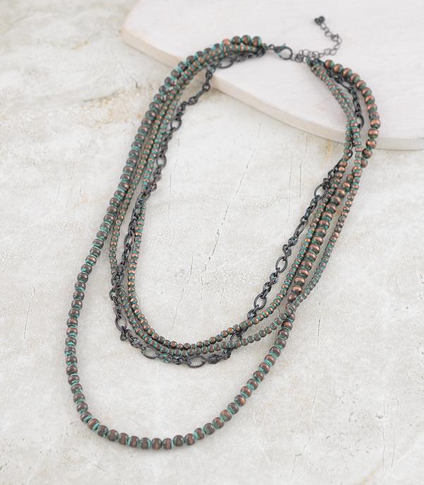 NECKLACES :: WESTERN LONG NECKLACES :: Wholesale Chain Navajo Pearl Layered Necklace