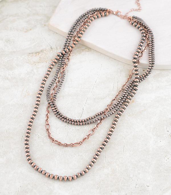 New Arrival :: Wholesale Chain Navajo Pearl Layered Necklace