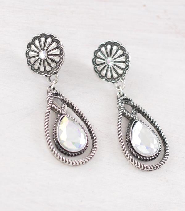 EARRINGS :: WESTERN POST EARRINGS :: Wholesale Western AB Stone Teardrop Earrings