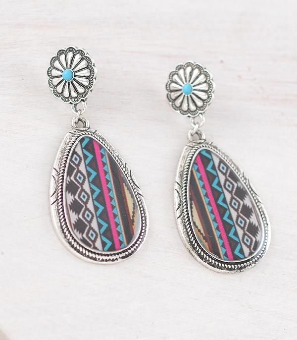 EARRINGS :: WESTERN POST EARRINGS :: Wholesale Western Aztec Teardrop Earrings