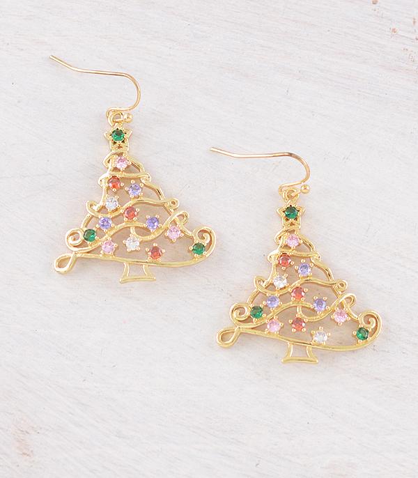 New Arrival :: Wholesale Christmas Tree CZ Earrings