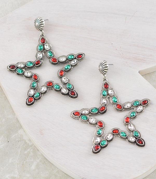 <font color=GREEN>HOLIDAYS</font> :: JEWELRY I BAGS :: Wholesale Christmas Color Large Star Earrings