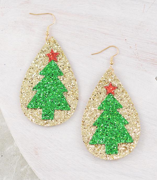 New Arrival :: Wholesale Christmas Tree Glitter Earrings