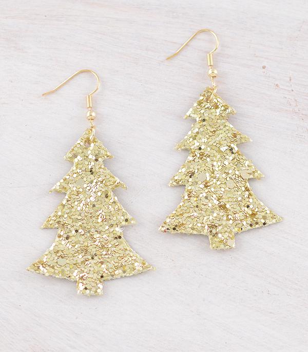 New Arrival :: Wholesale Christmas Tree Glitter Earrings