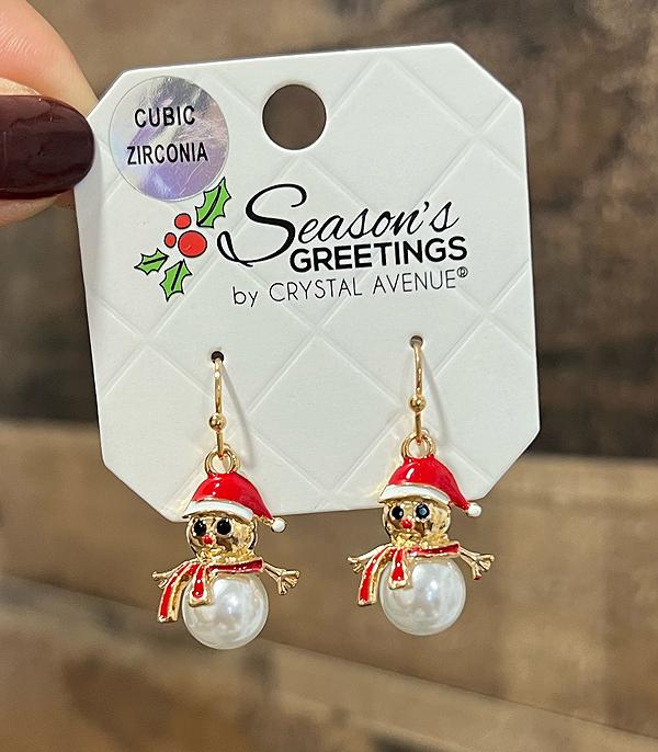 New Arrival :: Wholesale Christmas Snowman Pearl Earrings