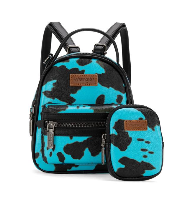 HANDBAGS :: BACKPACK l SLING BAG :: Wholesale Wrangler Cow Print Mini Backpack Set