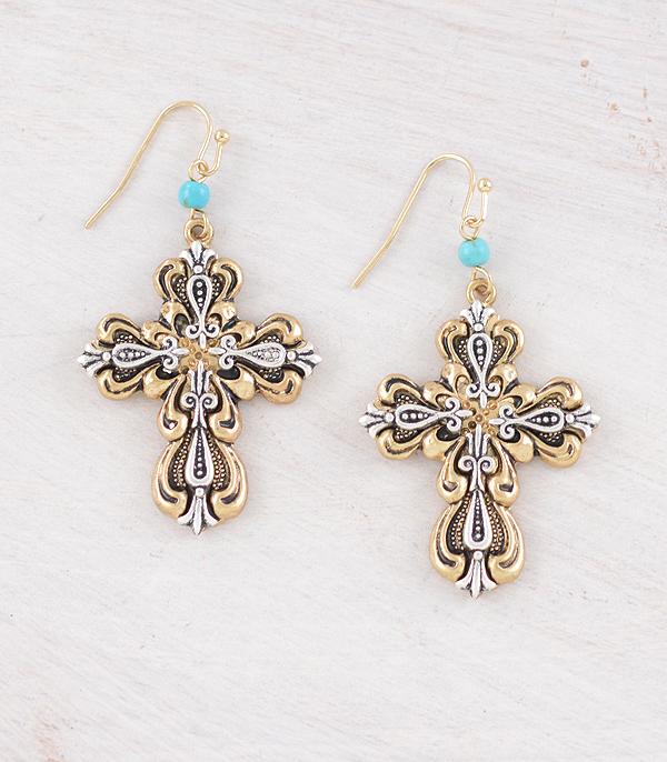 EARRINGS :: TRENDY EARRINGS :: Wholesale Cross Dangle Earrings