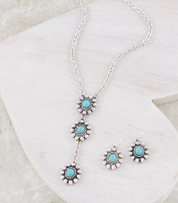 NECKLACES :: WESTERN TREND :: Wholesale Western Turquoise Lariat Necklace Set