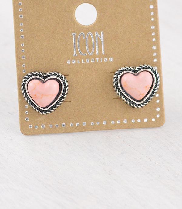 New Arrival :: Wholesale Western Semi Stone Heart Earrings