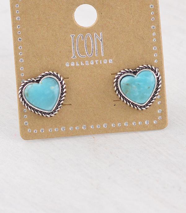 New Arrival :: Wholesale Western Semi Stone Heart Earrings