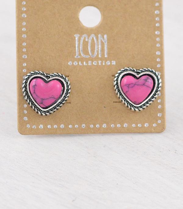 WHAT'S NEW :: Wholesale Western Semi Stone Heart Earrings