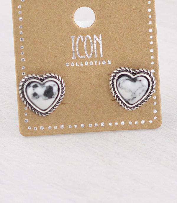 New Arrival :: Wholesale Western Semi Stone Heart Earrings