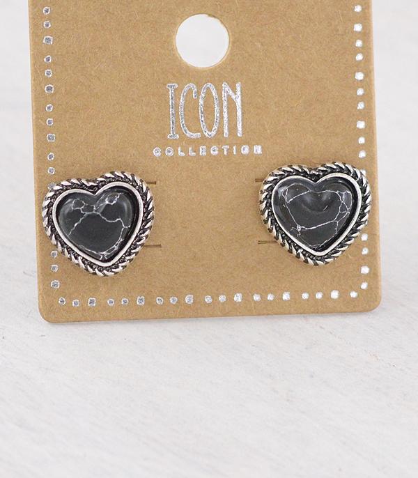 WHAT'S NEW :: Wholesale Western Semi Stone Heart Earrings