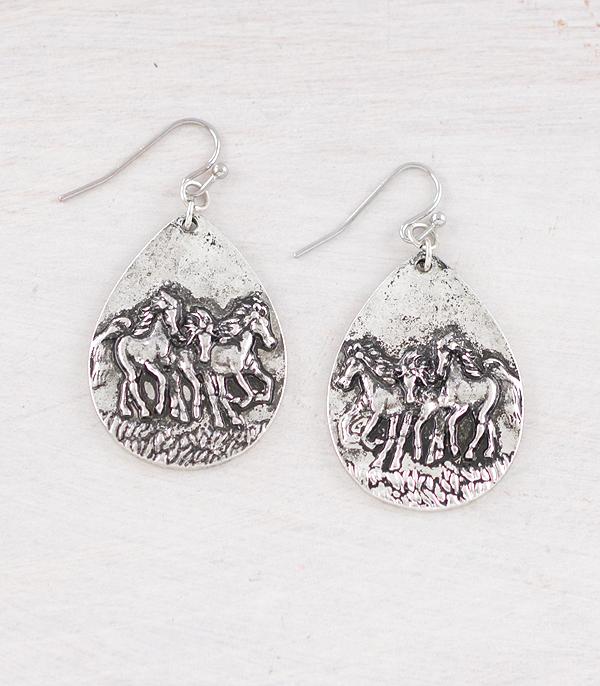 EARRINGS :: WESTERN HOOK EARRINGS :: Wholesale Western Horse Teardrop Earrings