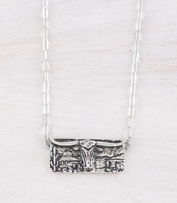 New Arrival :: Wholesale Western Longhorn Bar Necklace