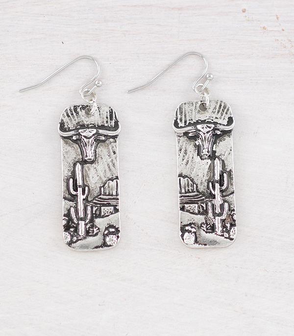 EARRINGS :: WESTERN HOOK EARRINGS :: Wholesale Western Longhorn Earrings