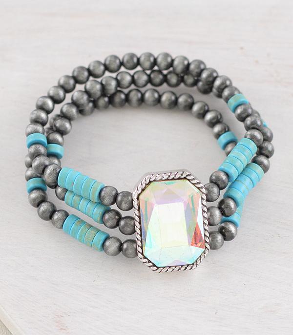 New Arrival :: Wholesale Glass Stone Navajo Pearl Bead Bracelet