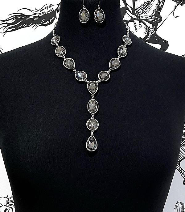 WHAT'S NEW :: Wholesale Glass Stone Lariat Necklace Set