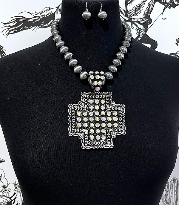 New Arrival :: Wholesale Western Cross Navajo Pearl Bead Necklace