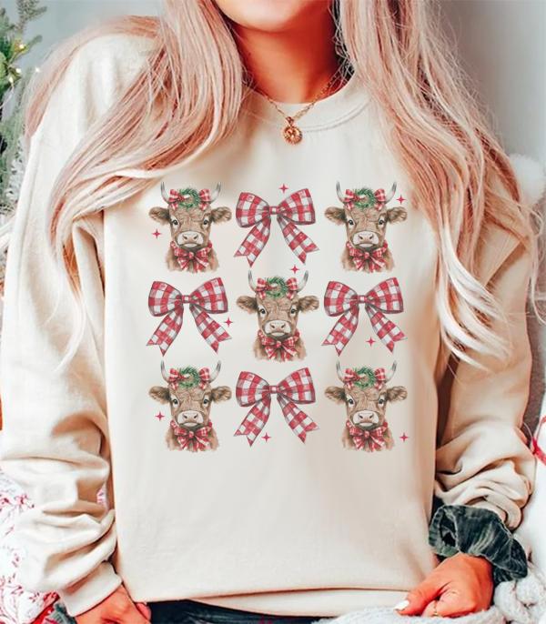 <font color=GREEN>HOLIDAYS</font> :: GRAPHIC TEES :: Wholesale Christmas Cow Coquette Sweatshirt