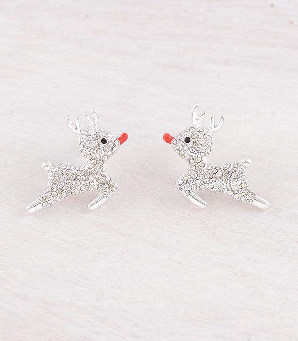 WHAT'S NEW :: Wholesale Rhinestone Reindeer Christmas Earrings