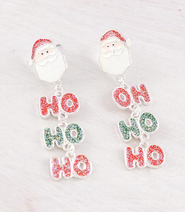 <font color=GREEN>HOLIDAYS</font> :: JEWELRY I BAGS :: Wholesale Ho Ho Ho Christmas Santa Earrings