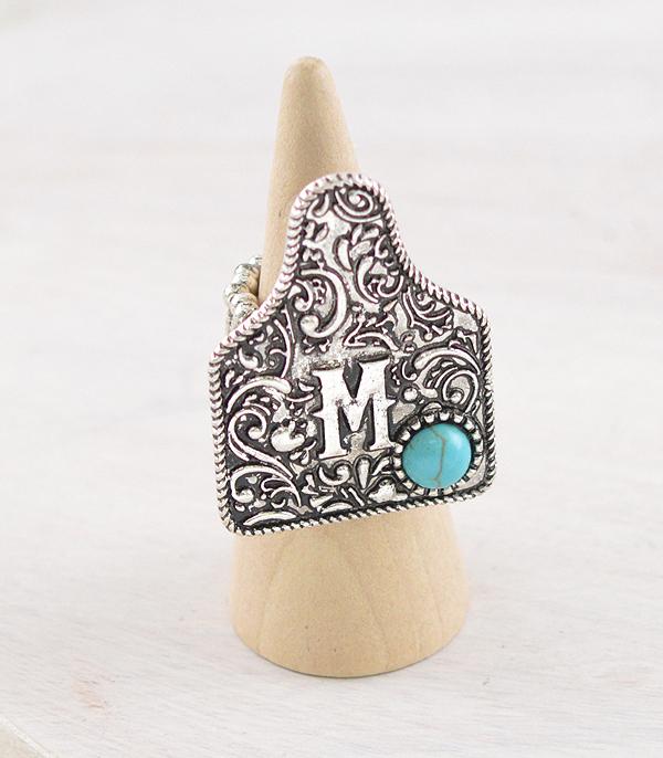 INITIAL JEWELRY :: NECKLACES | RINGS :: Wholesale Western Cattle Tag Initial Ring