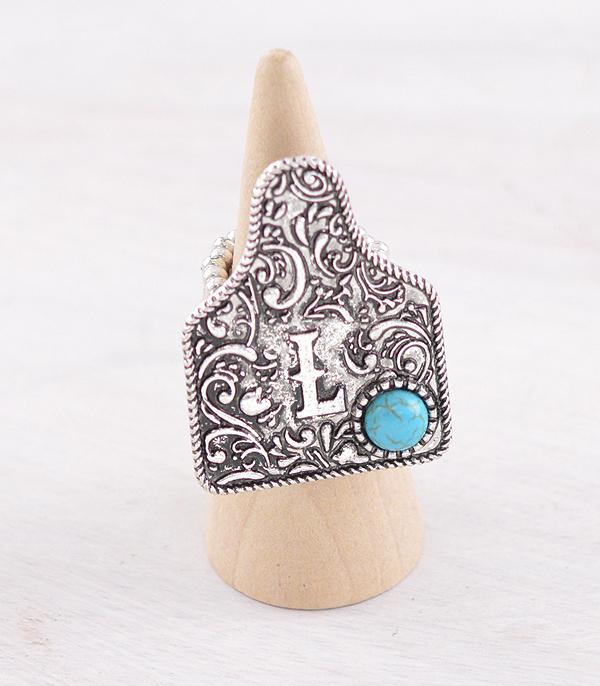 INITIAL JEWELRY :: NECKLACES | RINGS :: Wholesale Western Cattle Tag Initial Ring