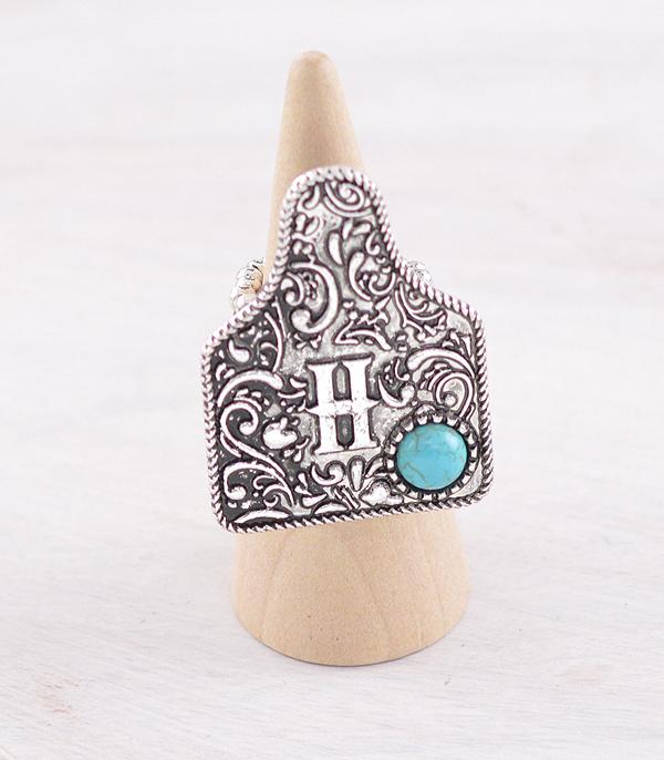 New Arrival :: Wholesale Western Cattle Tag Initial Ring